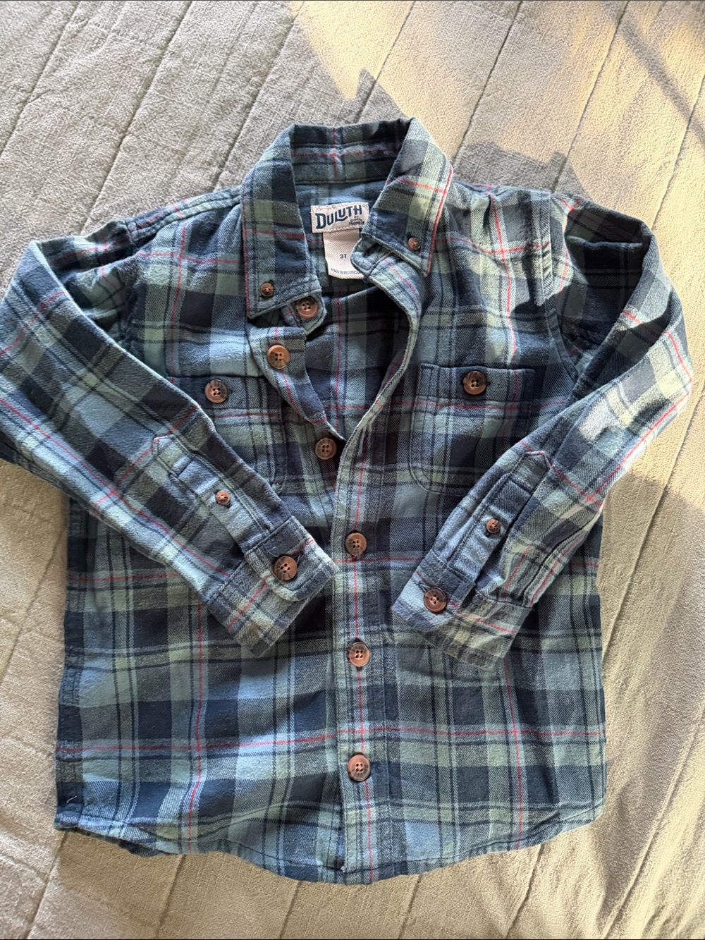 Duluth Trading Co Kids Teal & Navy Plaid Button-Down Shirt